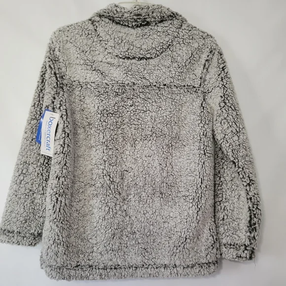 Boxercraft Sherpa Warm Cozy Grey Quarter Zip Pullover Sweatshirt Womens Size XS - Picture 3 of 11